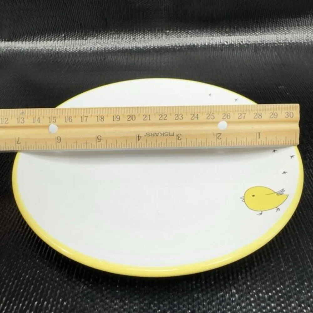 Chick by AH Stoneware Yellow‎ Chickadee Round 7inch Plates Dishes Set 3 Ceramic